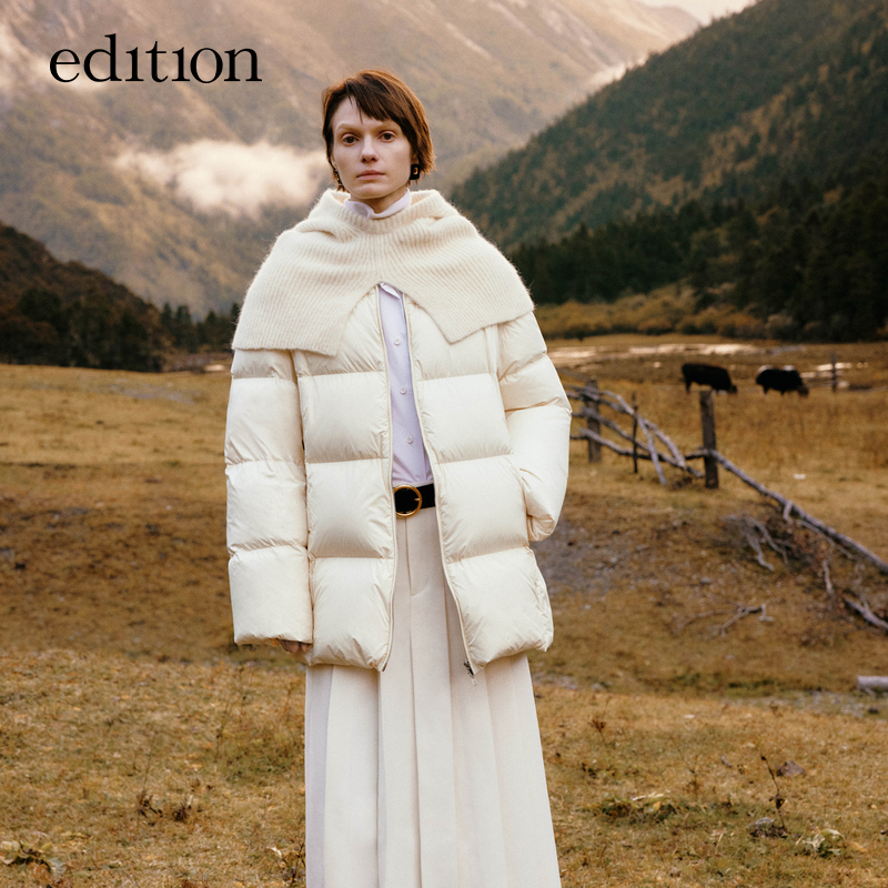 【陈大可】edition可拆毛织帽短款鹅绒服轻暖外套#EBC4EINK06