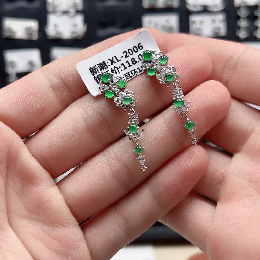 翡翠手链银S925镶嵌天然翡翠