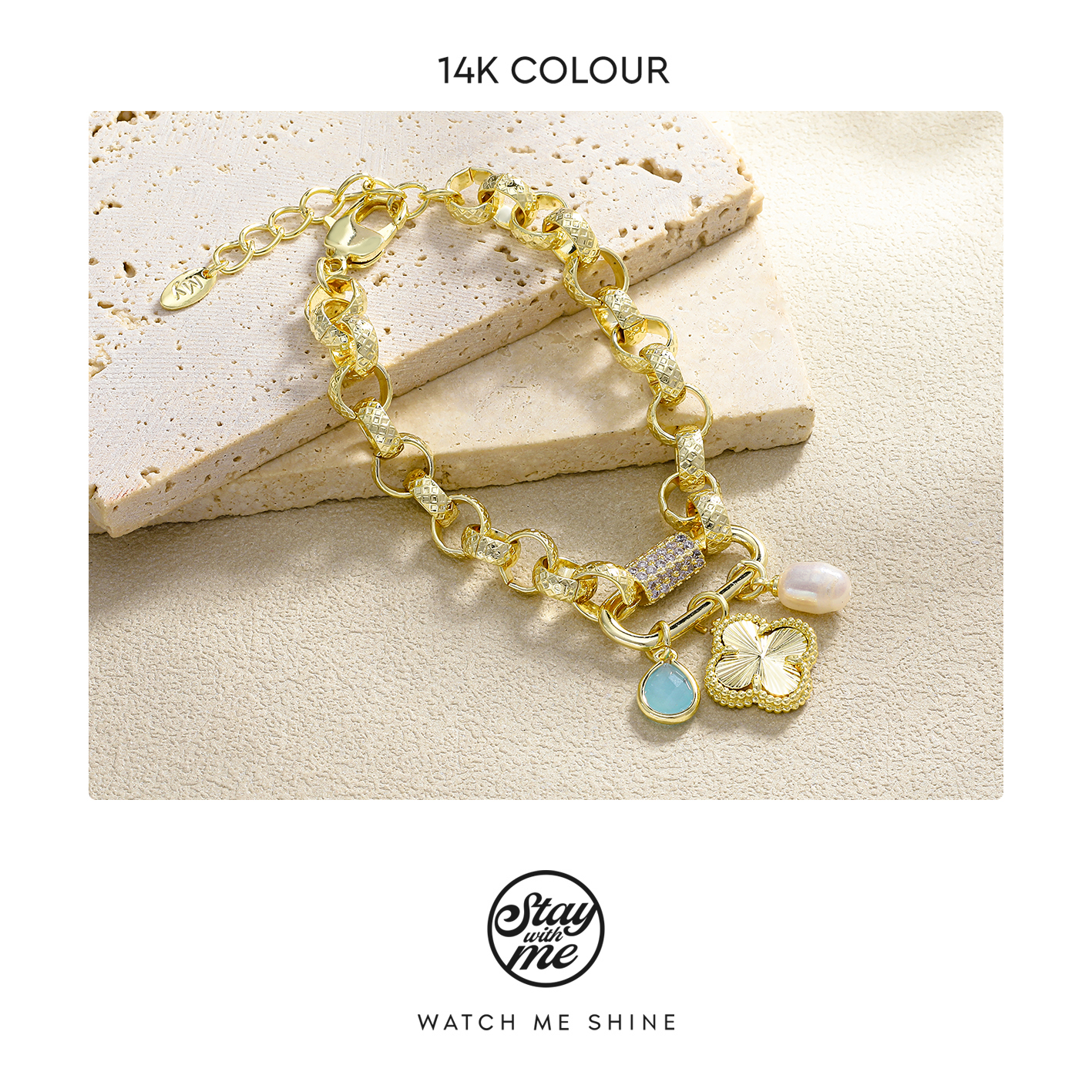 STAY WITH ME 铜合金合成锆石手链 小众设计B0920手链