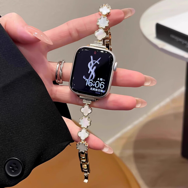 适用华为手表Watch Fit4/3表带4pro四叶草金属贝壳智能运动女腕带