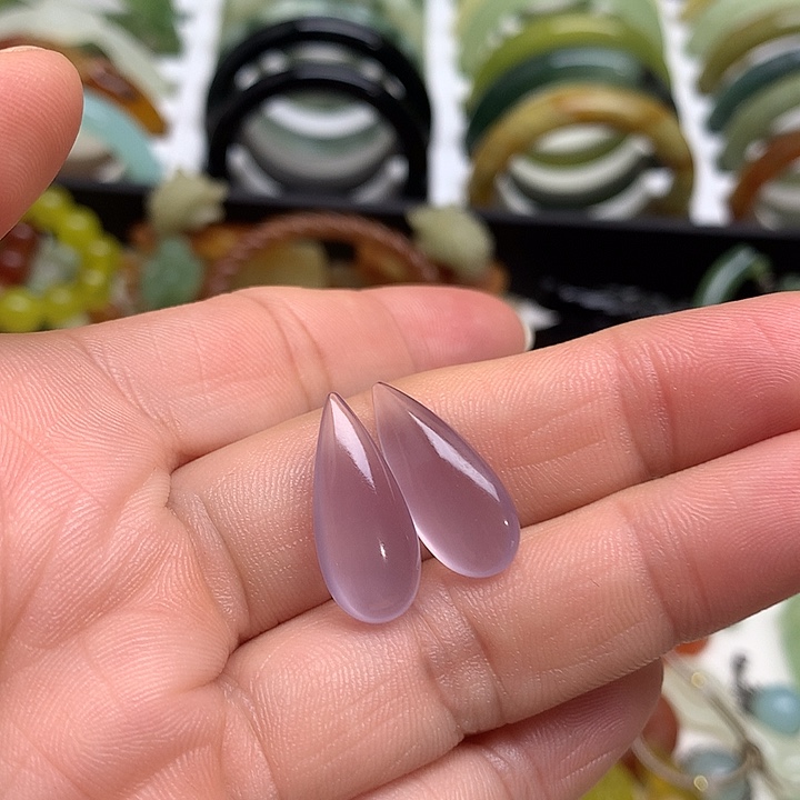 草***冰蛇纹石玉银S925镶嵌耳环