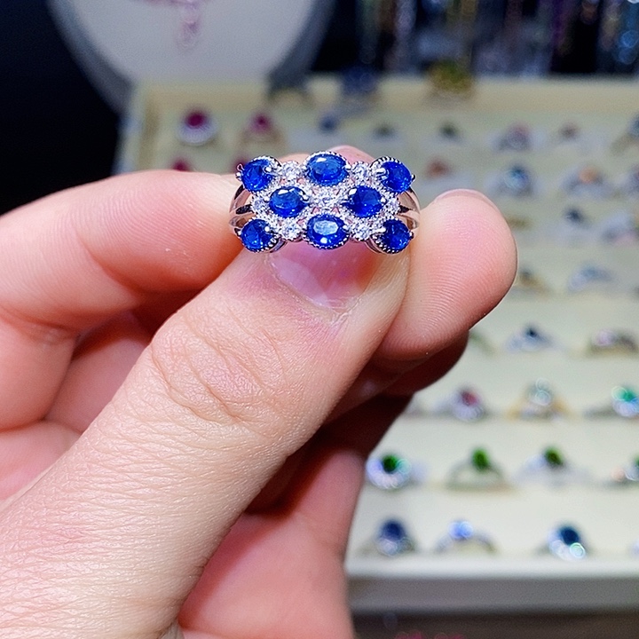 蓝宝石戒指银S925镶嵌l**u11111