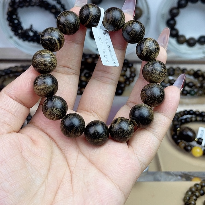 沉香手串青*越南芽庄白奇玉化留疤嘤子虎斑