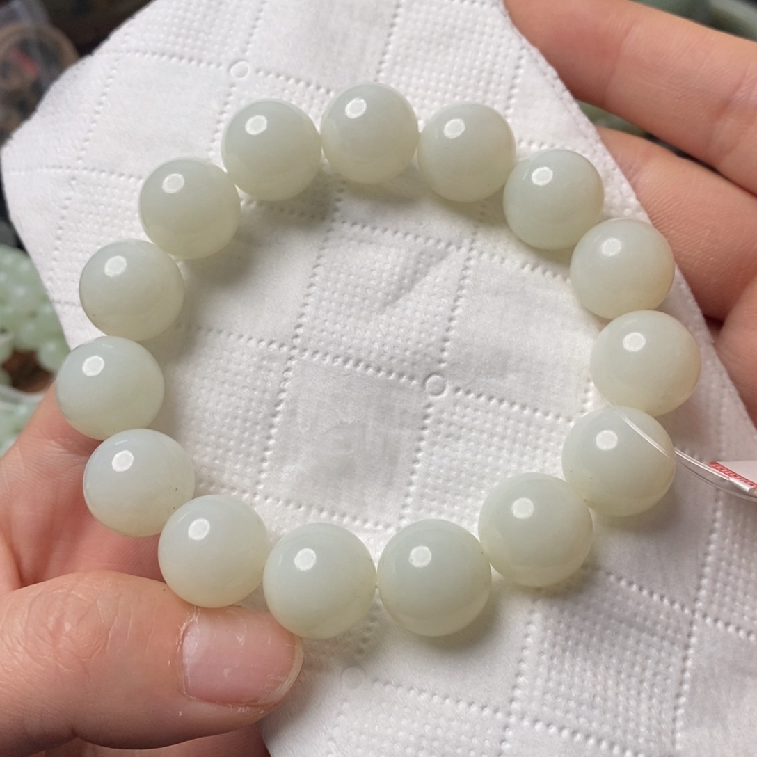 和田玉手串14未镶嵌