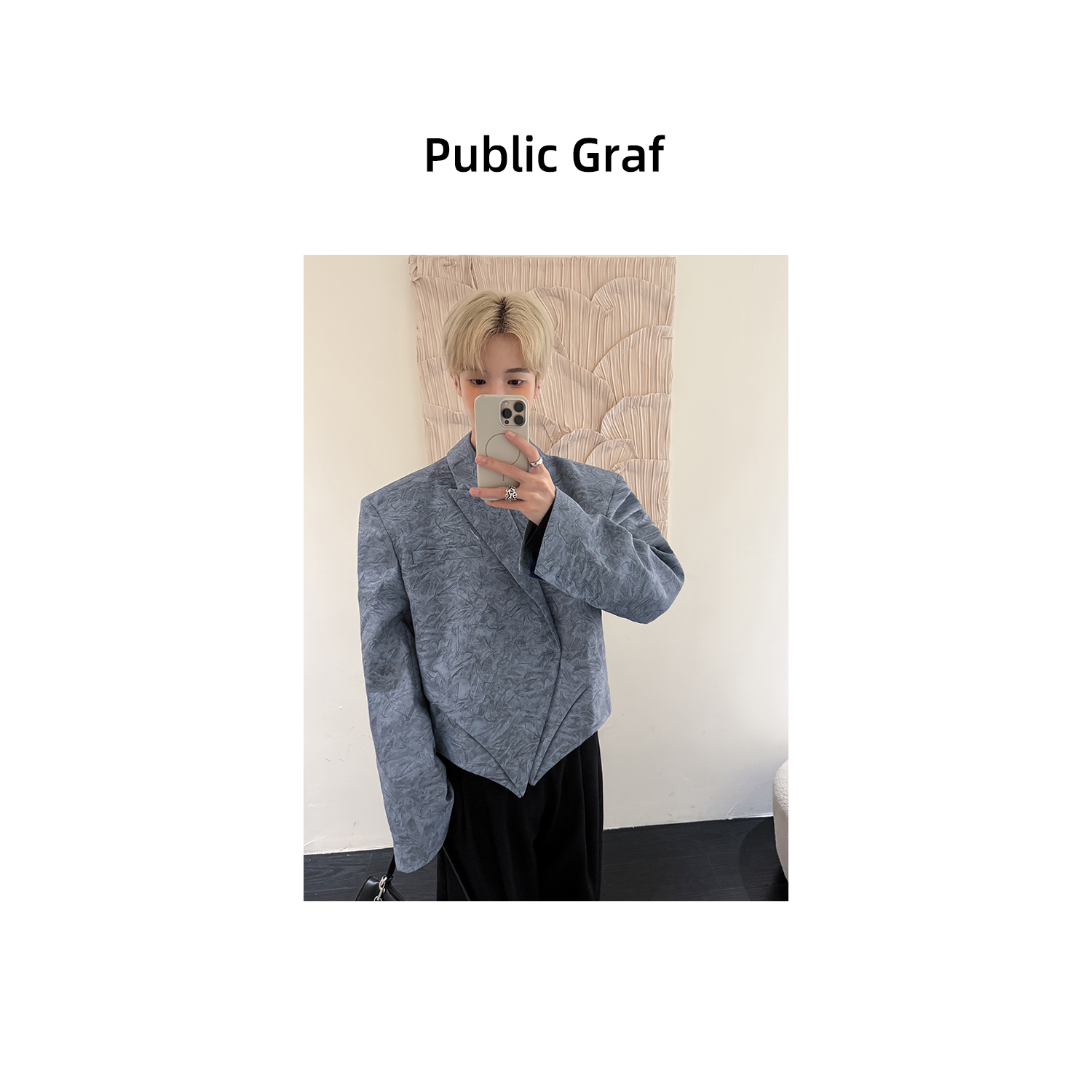 高林凡 韩版氛围感简约气质短款垫肩外套百搭宽松设计感时髦夹克