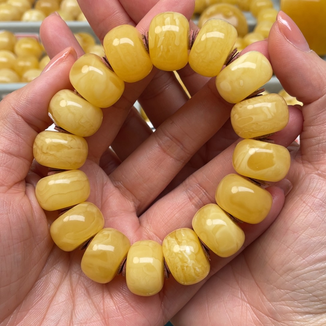 蜜蜡裸石未镶嵌19+蜜蜡手串