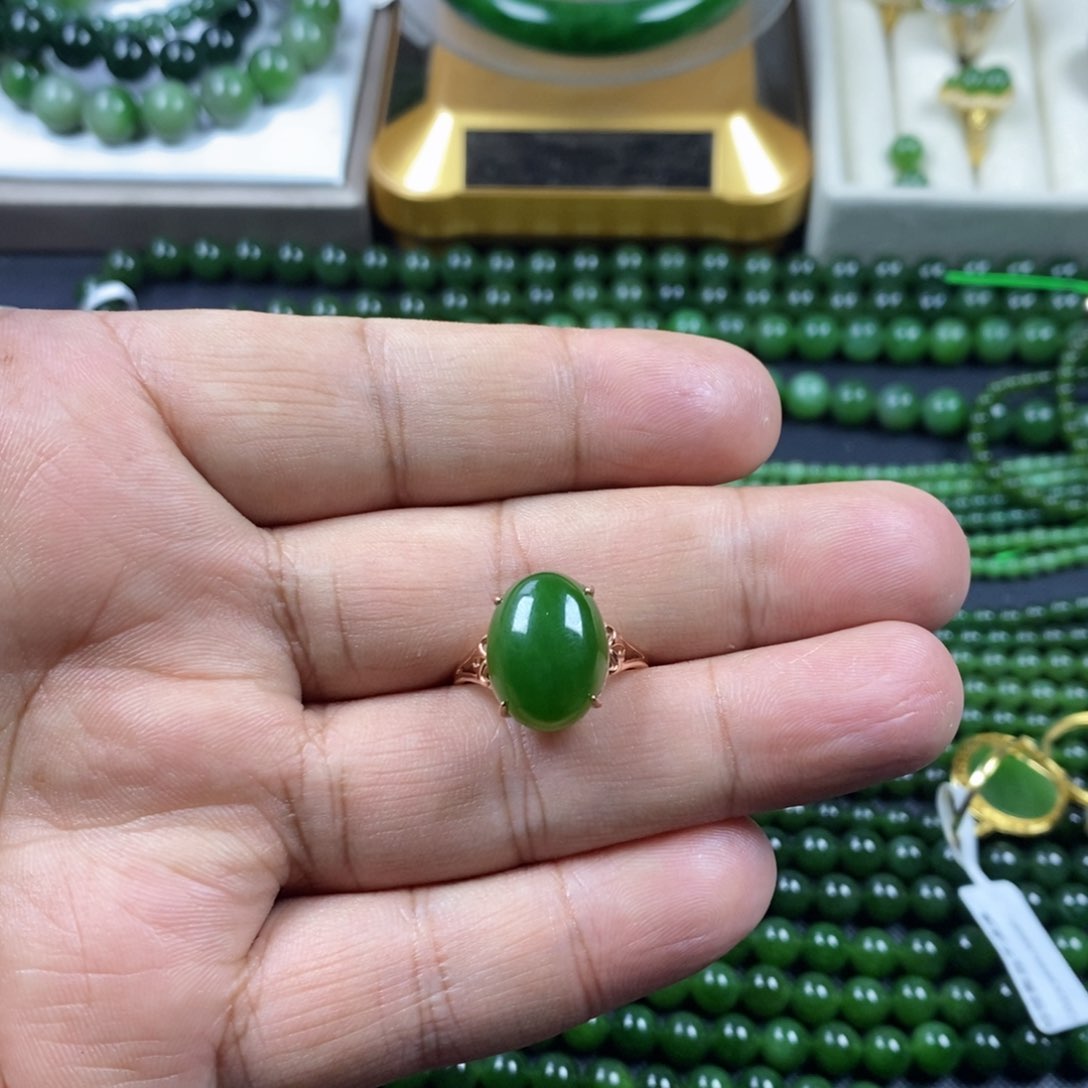 和田玉（碧玉）戒指银S925镶嵌夏**秋