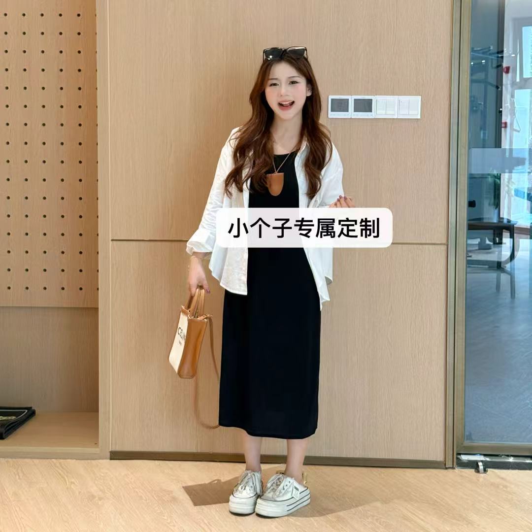 小个子专属定制秋款时尚休闲套装白色衬衫配背心裙高级感韩系裙子