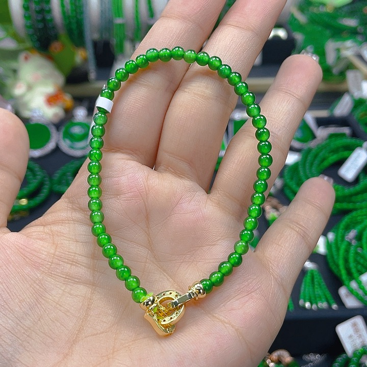 翡翠手链未镶嵌东**娘黄阳绿卡4