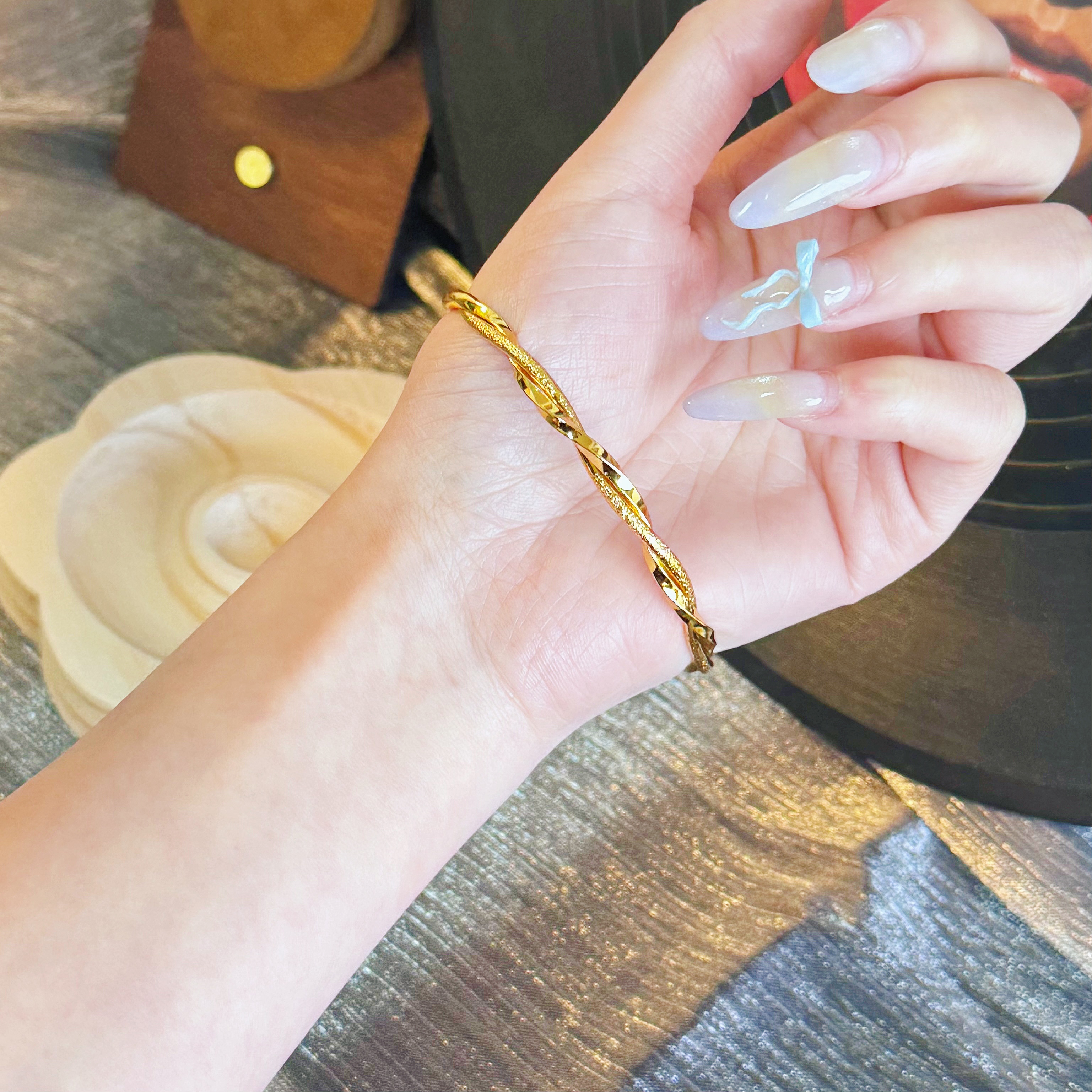 铜合金手镯 【莫比乌斯扭纹】光面推拉手镯气质时尚百搭小众简约