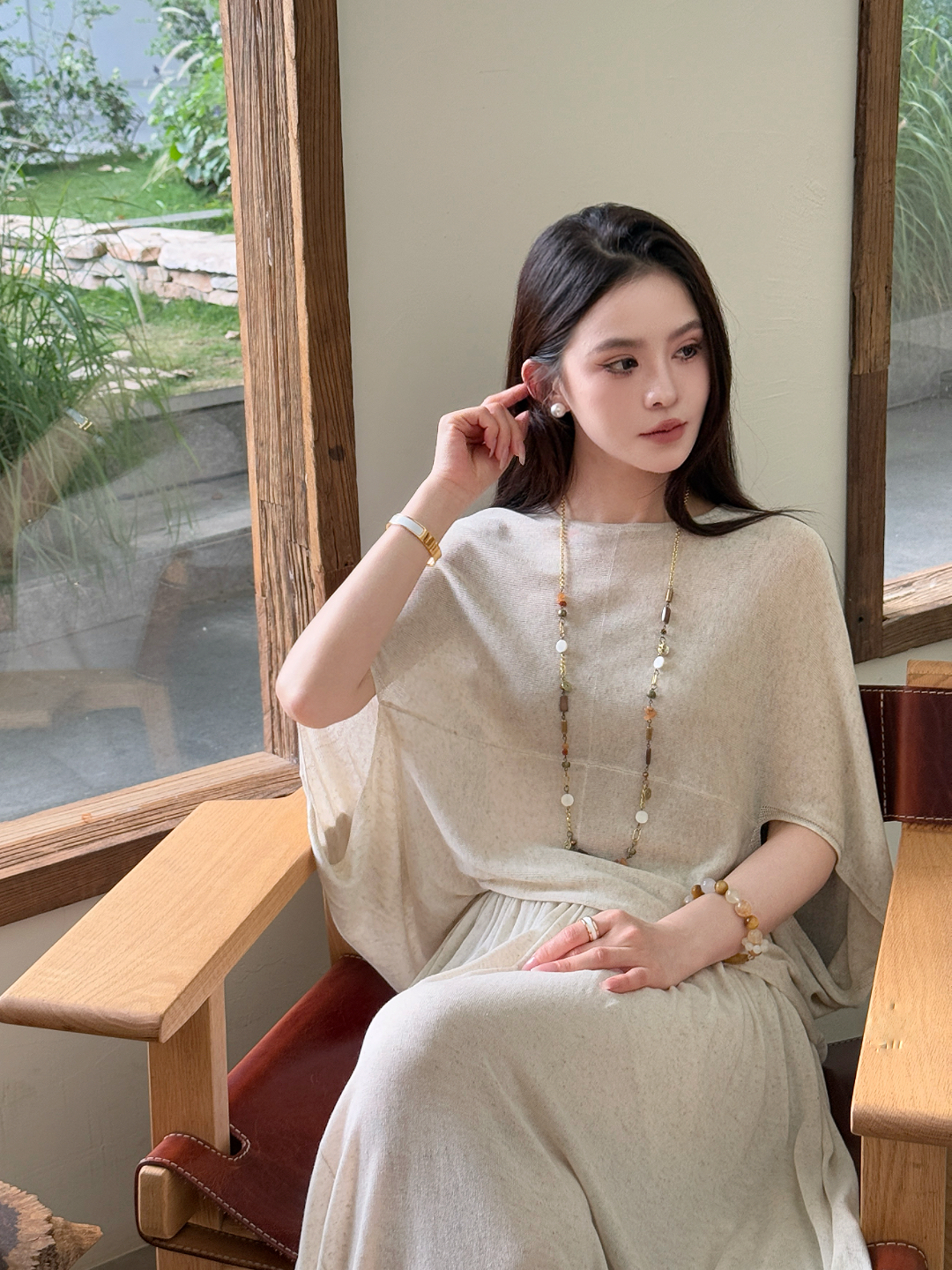 【Shuyan妍】QC温柔气质亚麻针织慵懒气质半身长裙两件套639092