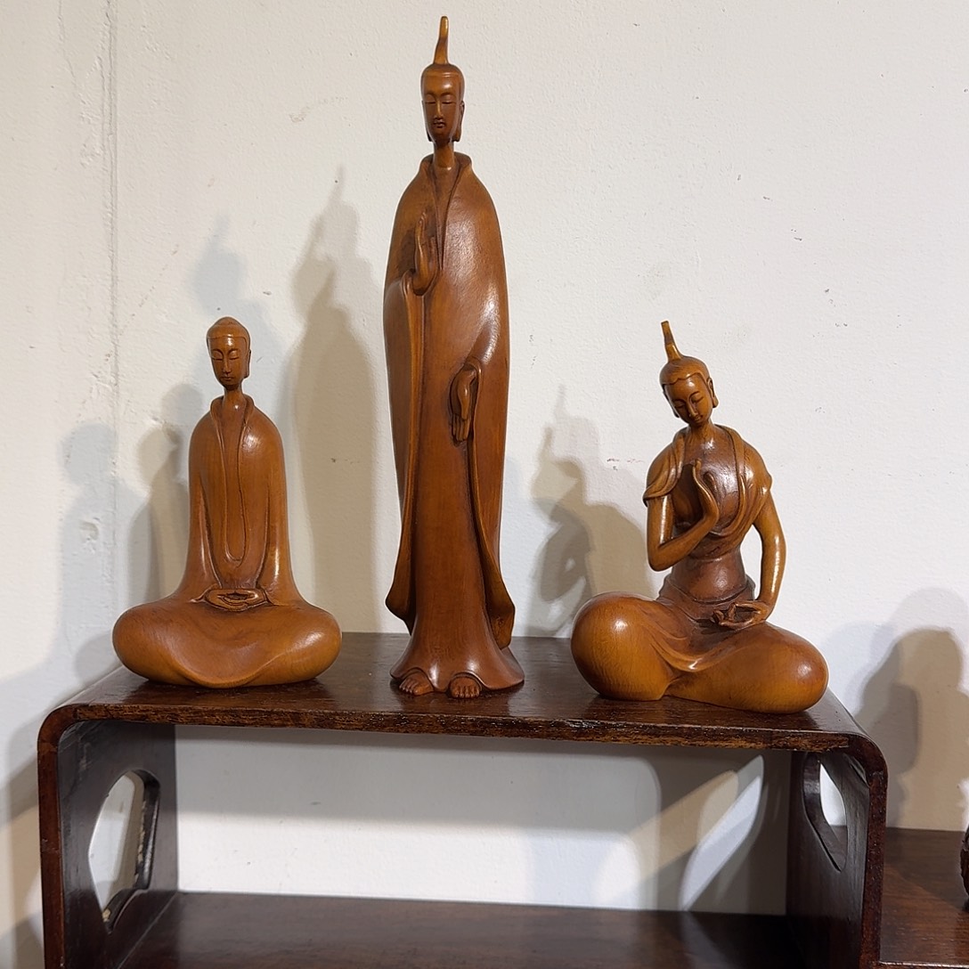 笑***间木复古装饰摆件北魏佛高12/21/12厘米