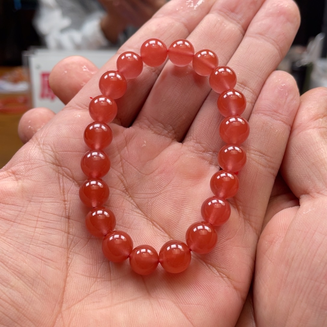 南红玛瑙单圈未镶嵌9mm➕大黑洞冰红