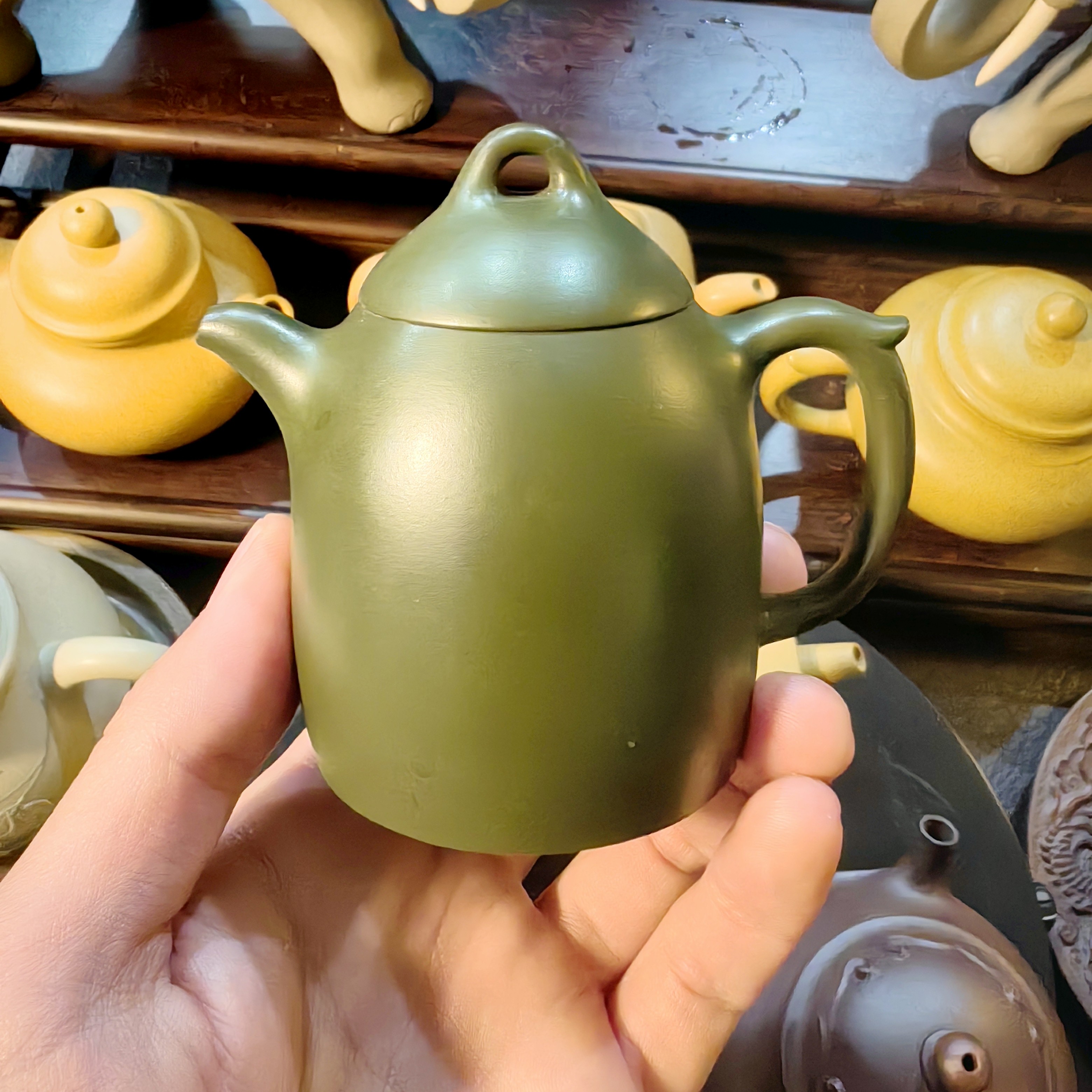 宜兴紫砂壶泥壶纯手工原矿墨绿泥紫砂壶全手工高秦权茶壶茶具
