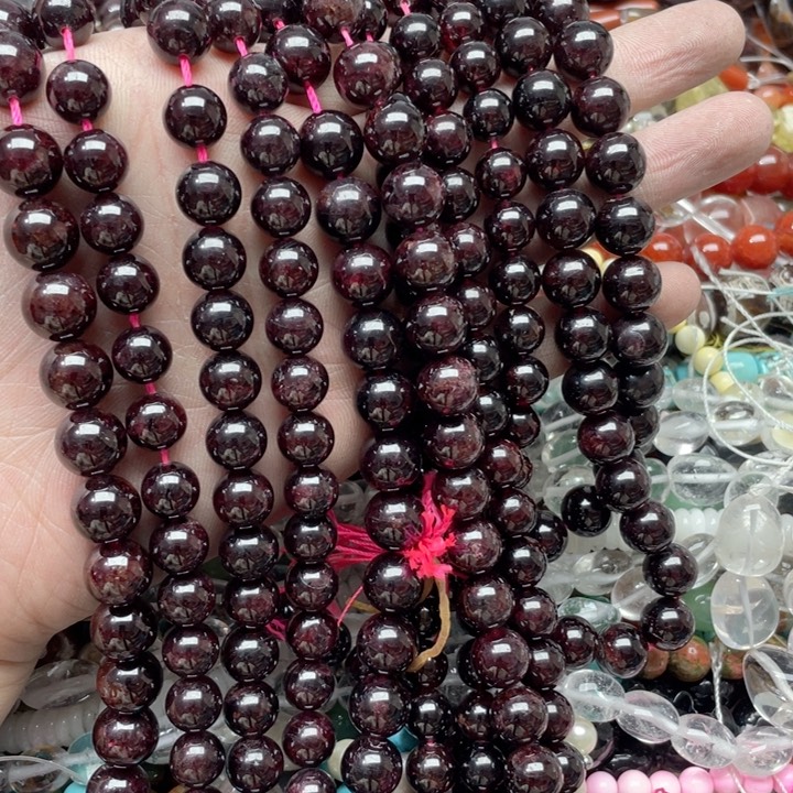 玛瑙/玉髓合金珠宝半成品一条11mm石榴石