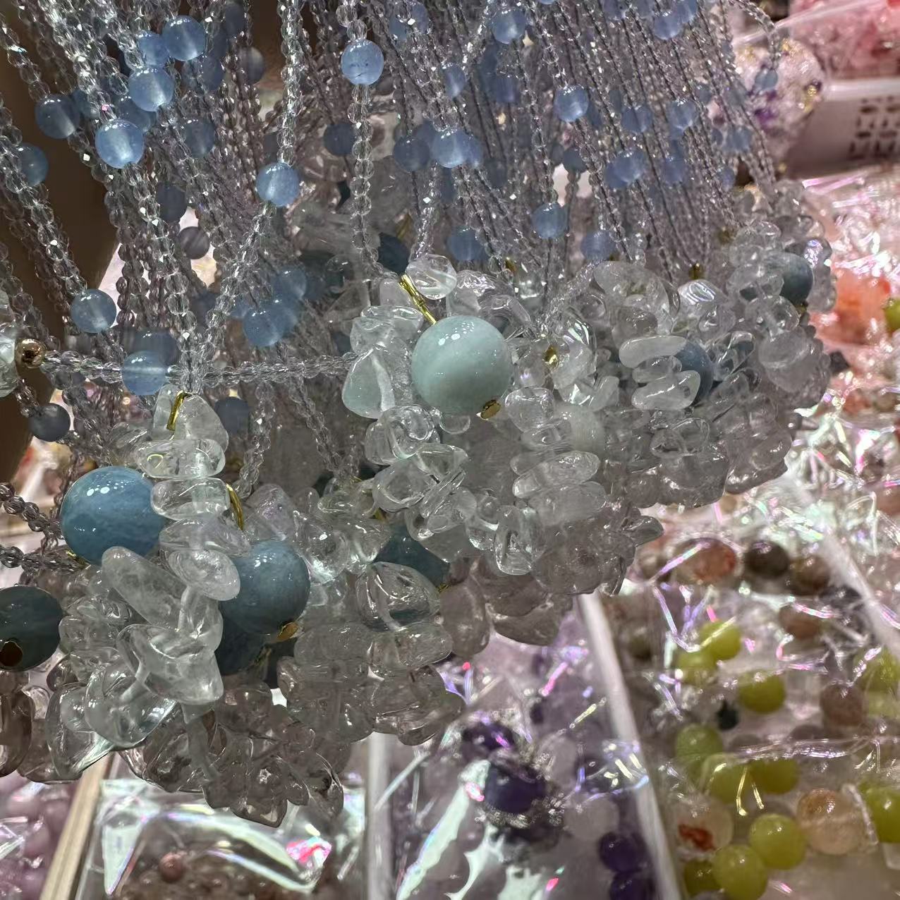 N544【赵小姐】白水晶海蓝宝项链多样性发其一