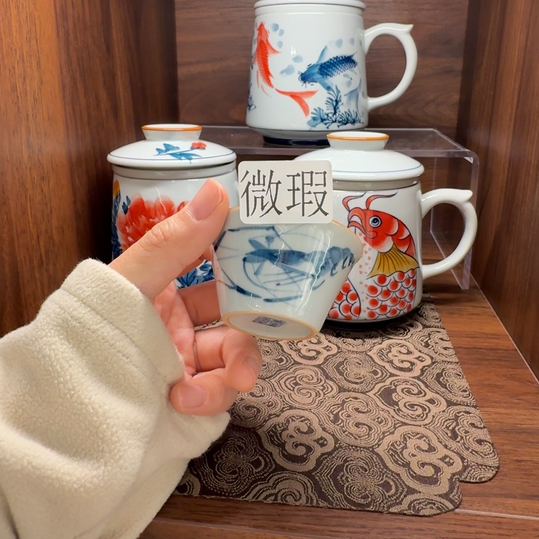 釉下手绘茶具微瑕