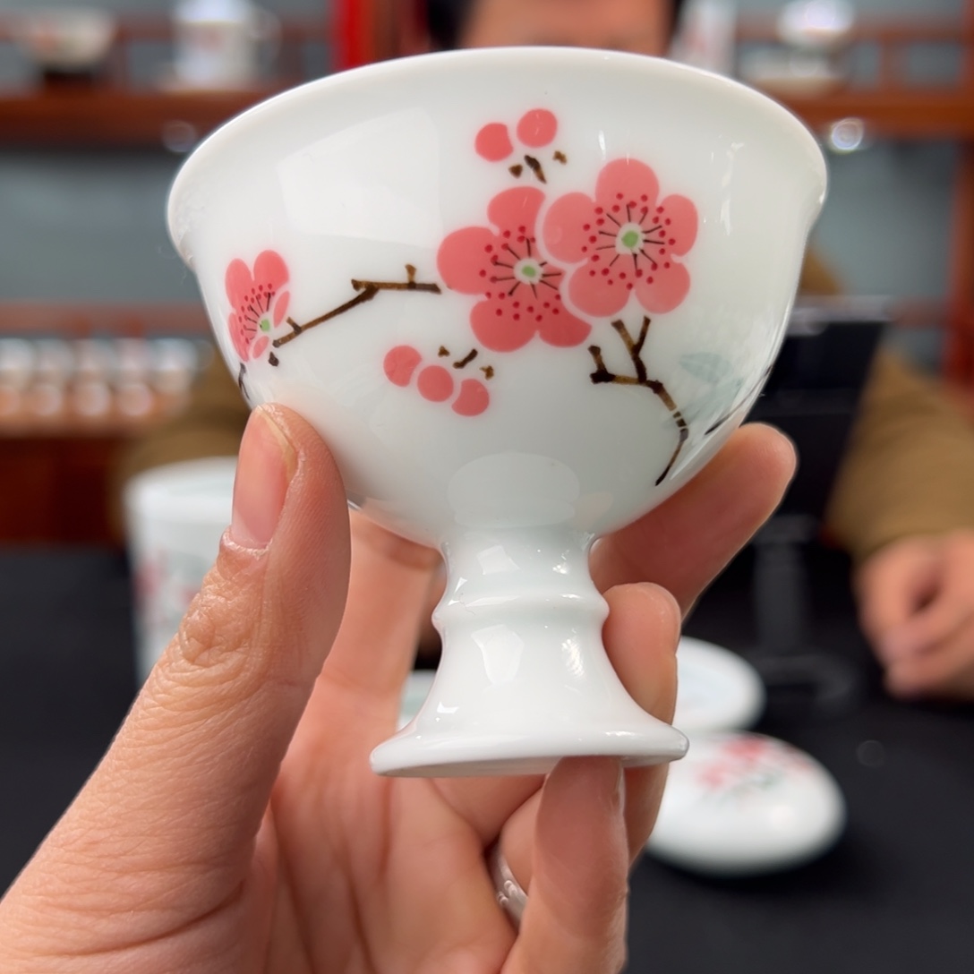 翠竹红梅高足杯杯