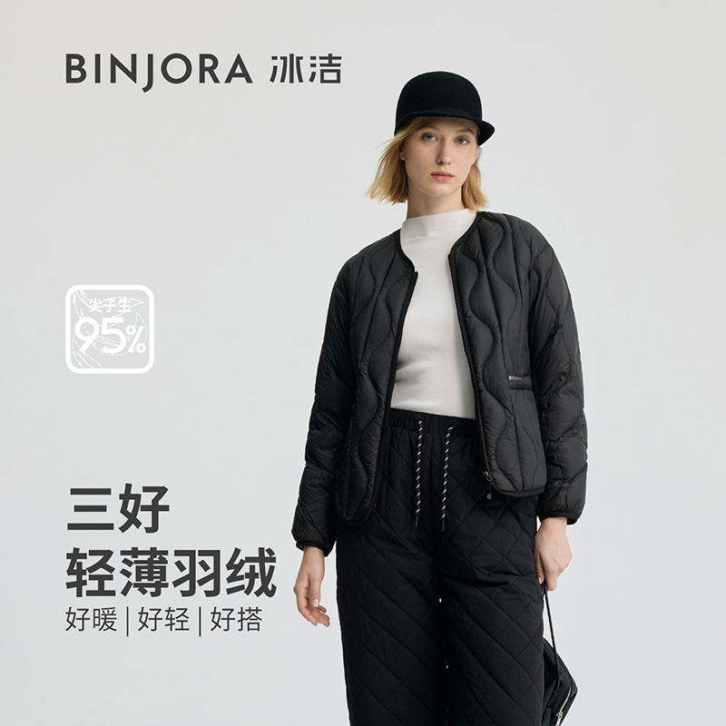 冰洁95绒新款轻薄保暖可外穿可内搭短款秋冬女士羽绒服EB31