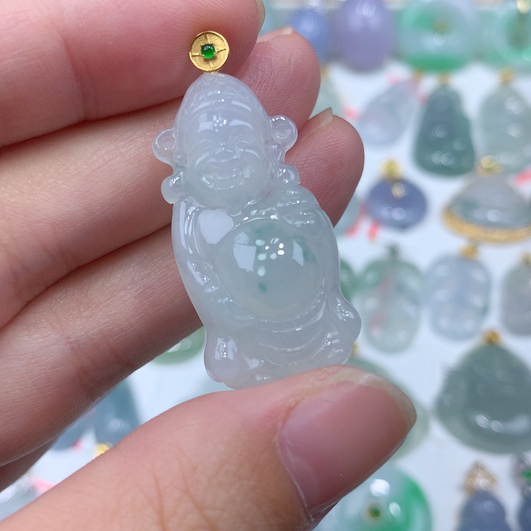 翡翠颈饰18K金镶嵌?***?财神