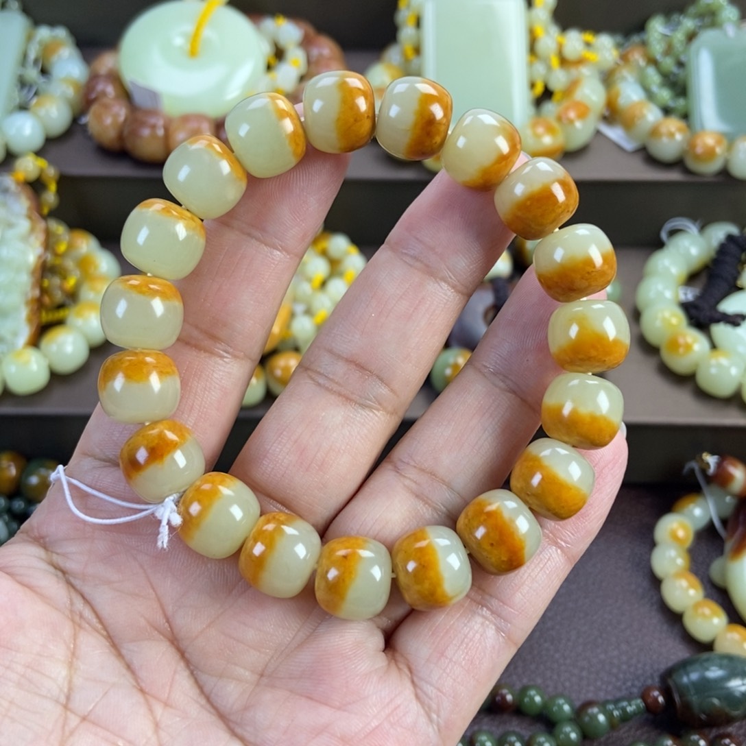 冰***峰未镶嵌手串透闪石质玉