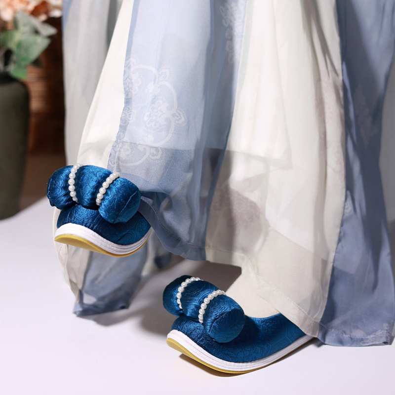 六百万堂x江南朱记联名【棱窗海棠】汉服鞋千层底小枕头平跟云头鞋