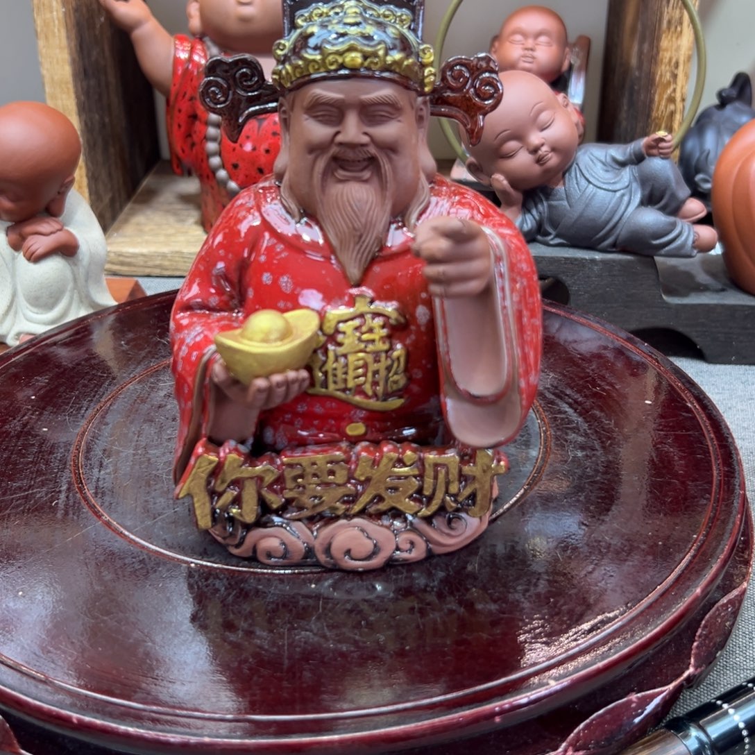 林***u紫砂茶宠朱泥你要发财财神新品
