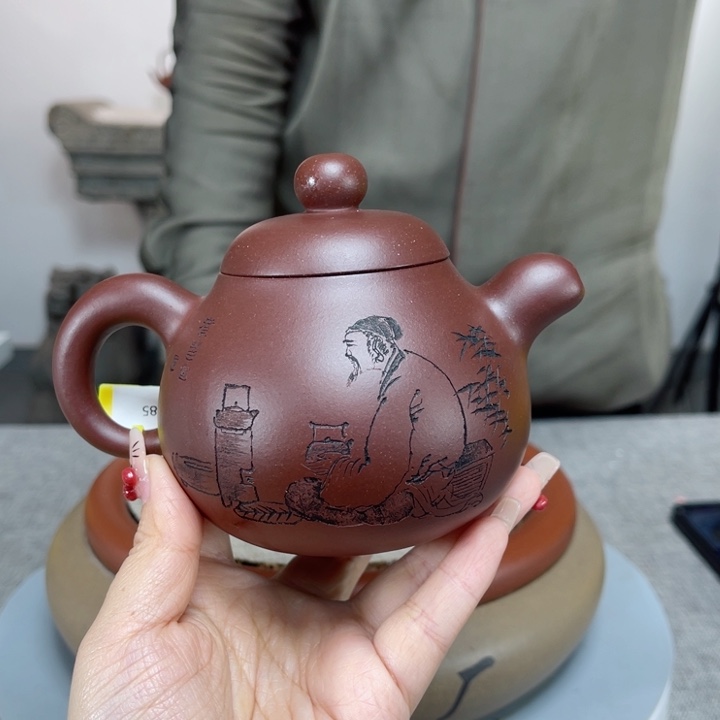 紫砂茶壶紫砂刻绘孤品
