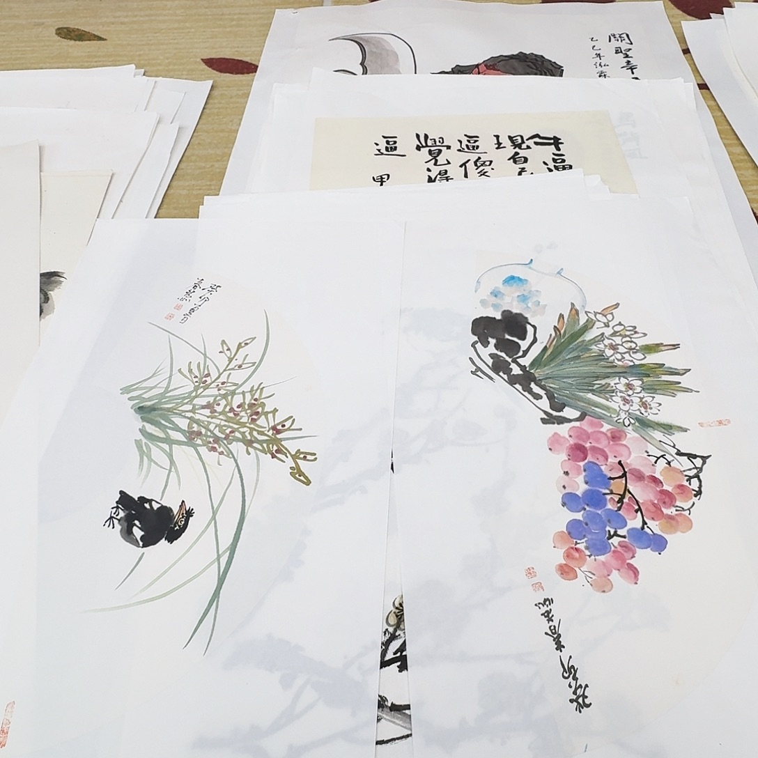 国画两张扇面手绘作品