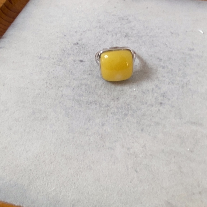 蜜蜡裸石银S925镶嵌戒指