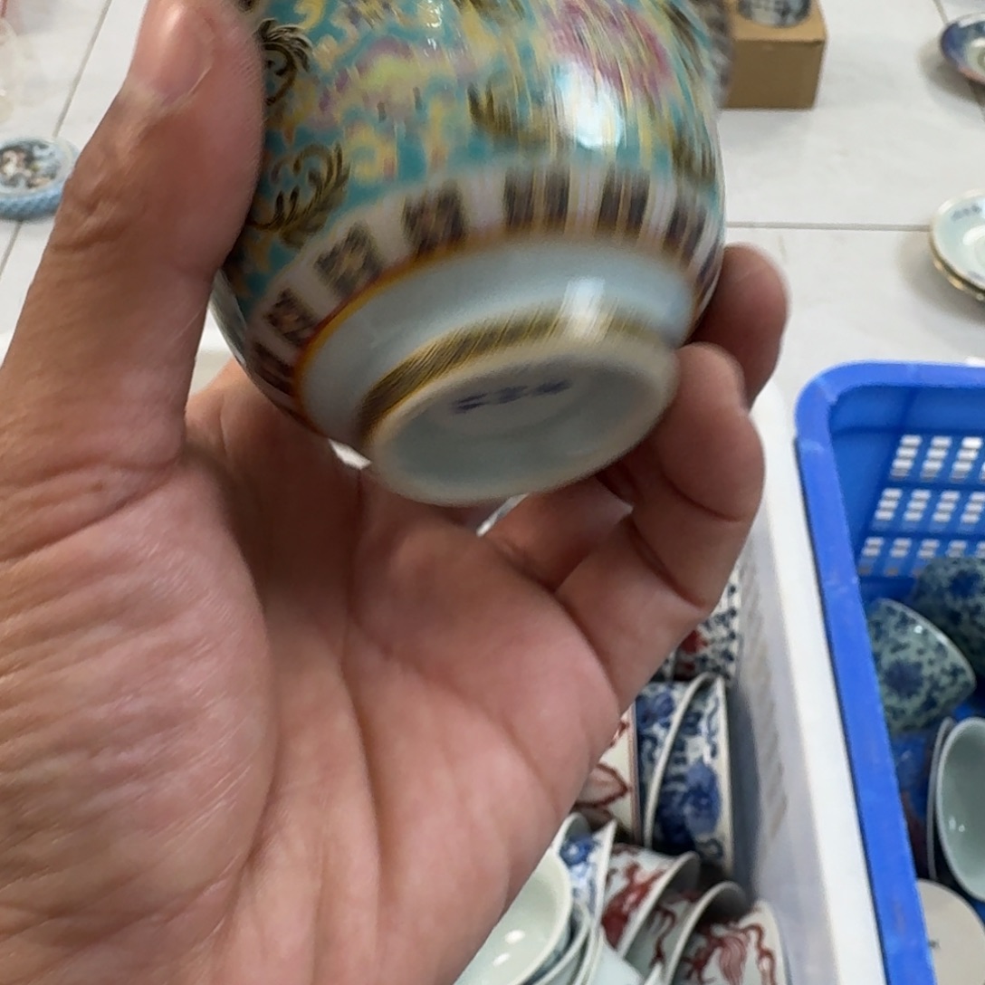 摆件陶绿珐琅彩主人杯压手杯