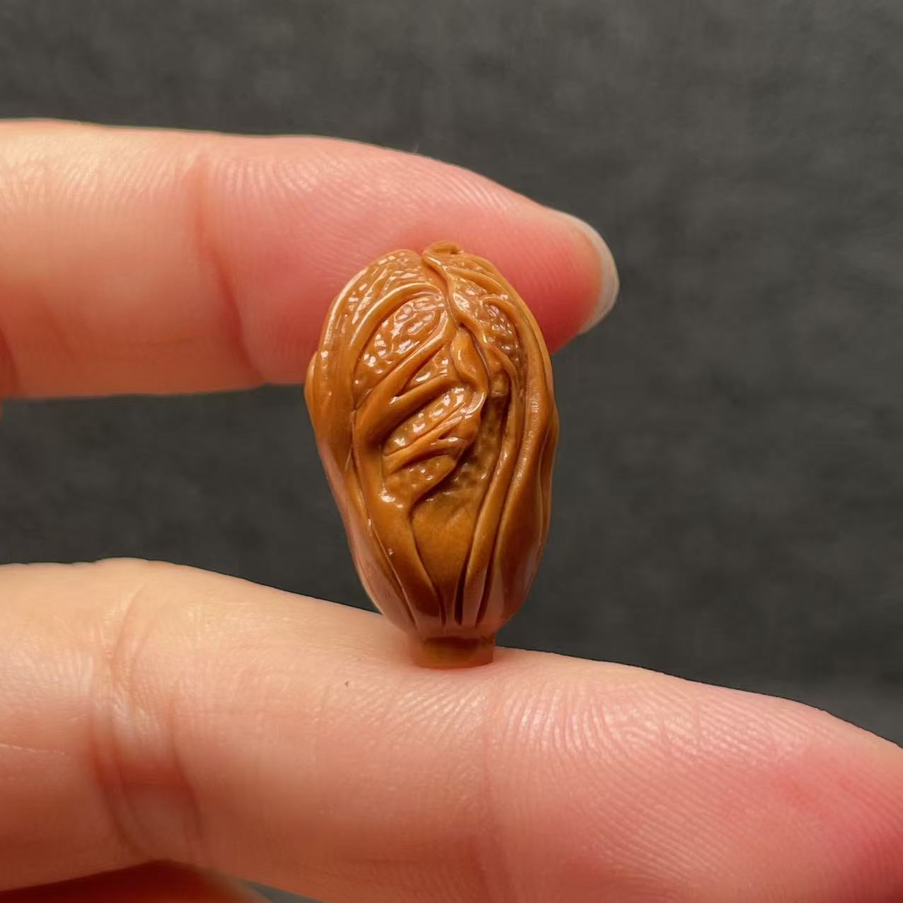 橄榄核精工雕刻白菜文玩手机链手串配饰吊坠单粒