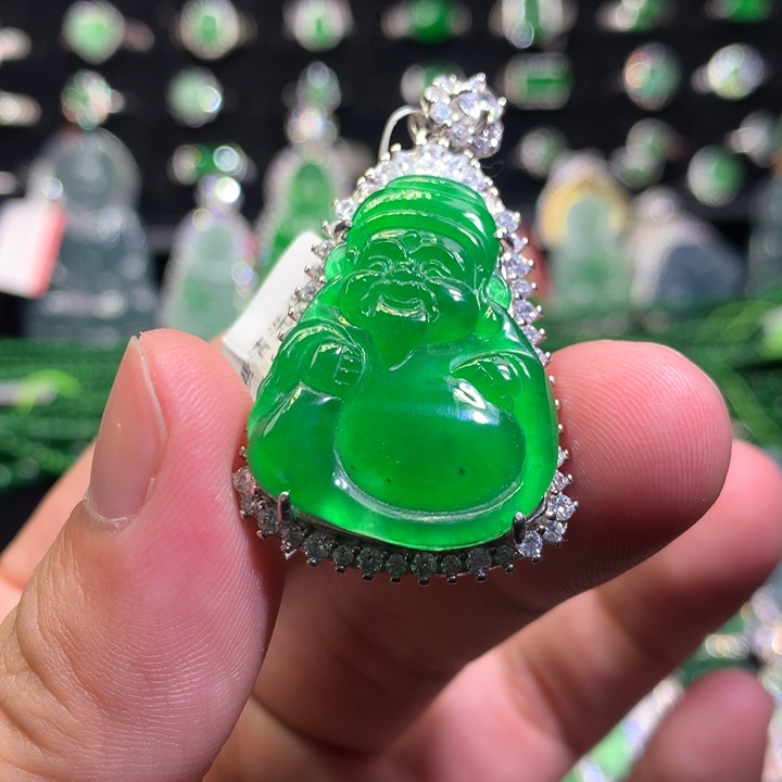 【闪购商品】翡翠颈饰银S925镶嵌财神爷