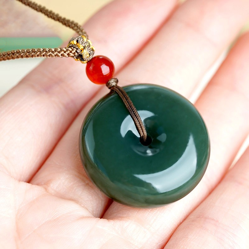 天然玉石平安无事牌吊坠男女情侣款青白玉可刻字