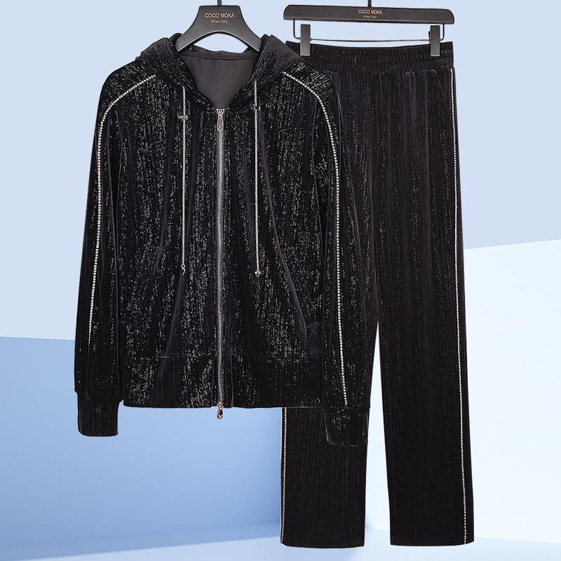 【黑钻丝绒】秋冬2025年新款休闲运动宽松女士都市套装【TZ550】