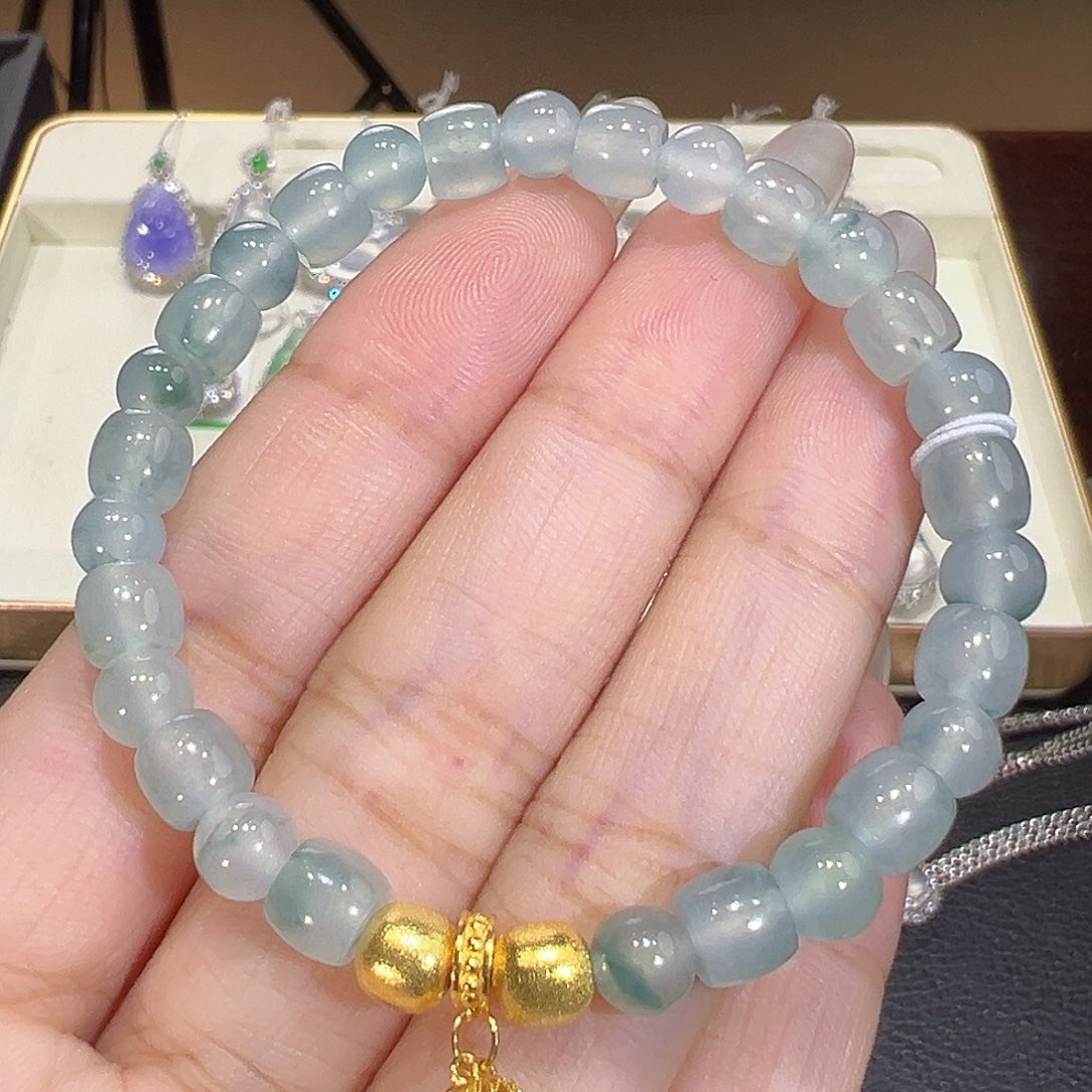 翡翠18K金镶嵌手串翡翠