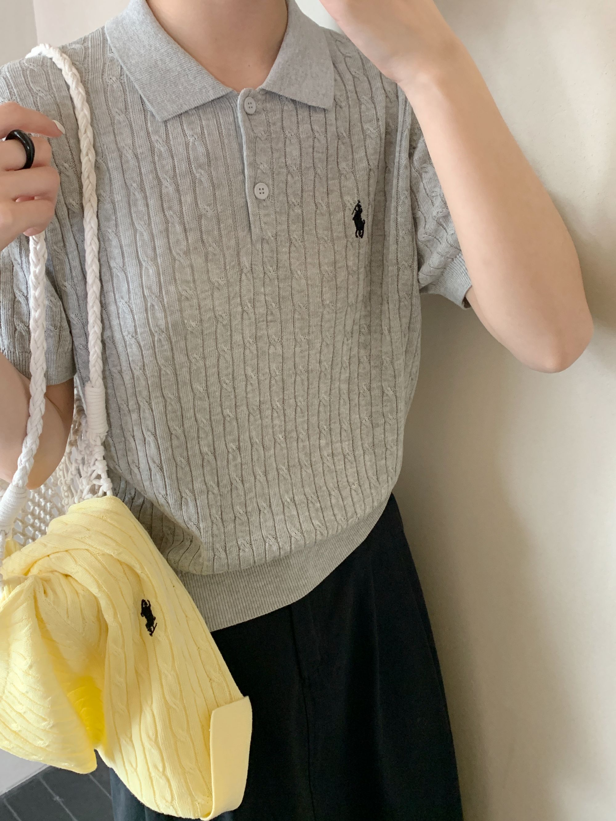 【DUODUO 689967】新款夏季莱赛尔女翻领薄款松弛感显瘦针织衫