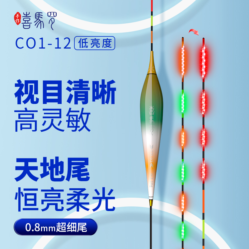 喜马罗CO变色夜光漂天地尾高灵敏鲫鲤电子漂日夜两用硬尾鲫鱼漂