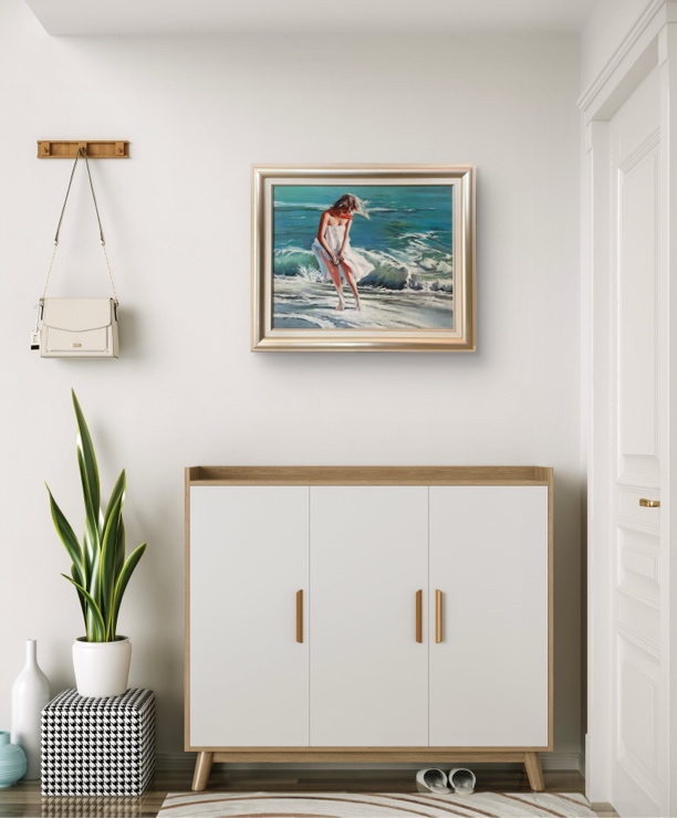 油画《海边的思绪》带框53*63 画芯40*50 默认无框