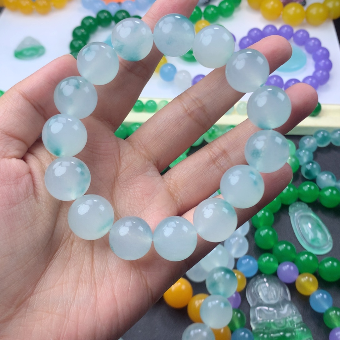 y***l翡翠散珠冰飘蓝手串