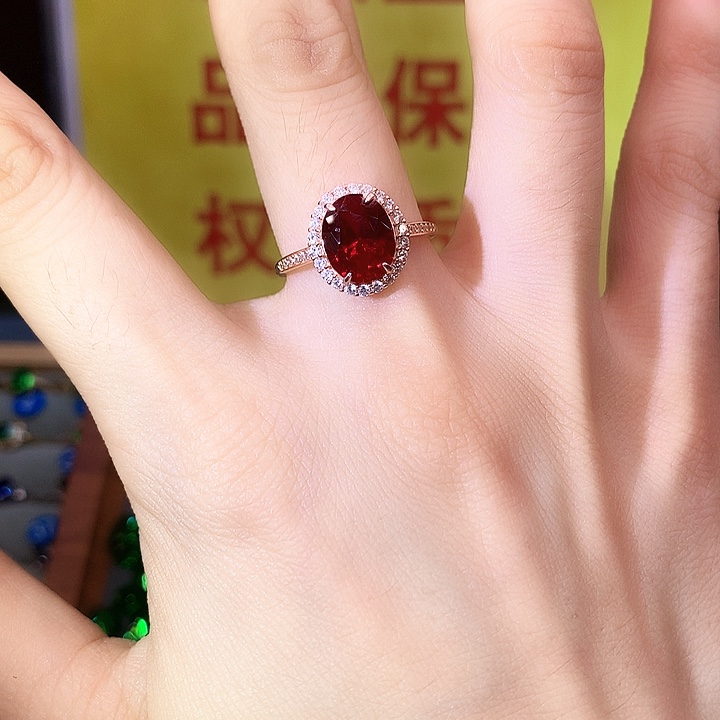 红宝石戒指银S925镶嵌