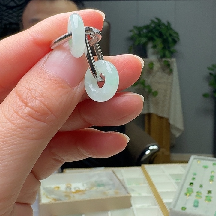 翡翠银S925镶嵌耳饰多样性发货其一