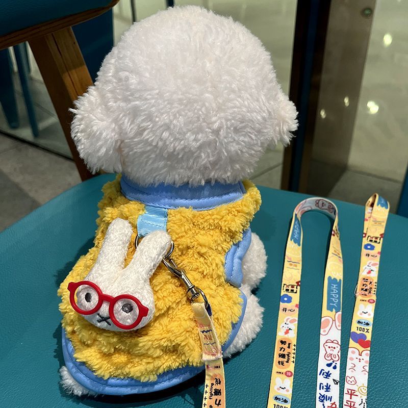 小泰迪宠物衣服比熊冬季加绒博美小型犬小猫咪狗狗加厚背心可牵引