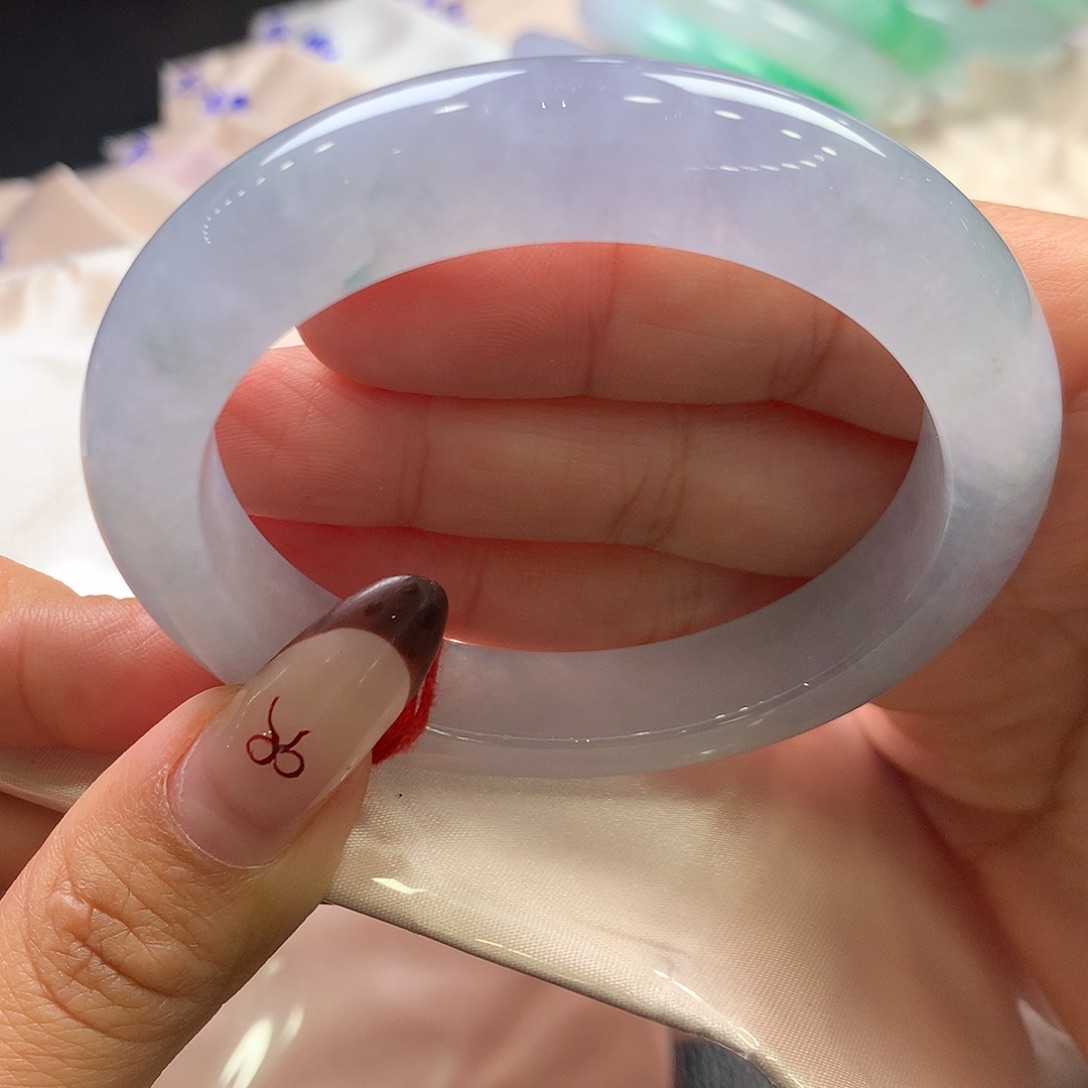 a***海翡翠未镶嵌手镯5号冰种幻彩