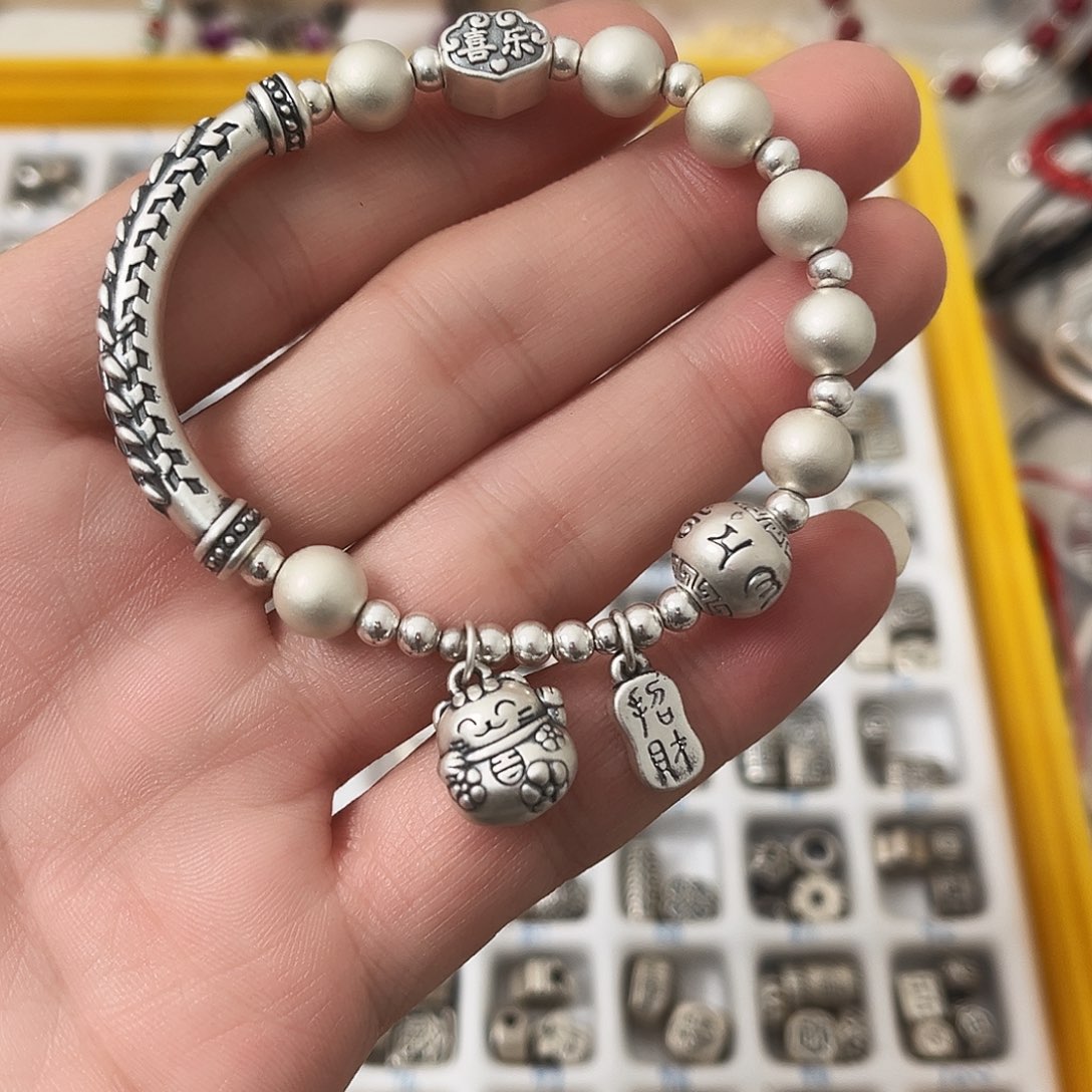 吊坠足银珐琅招招猫