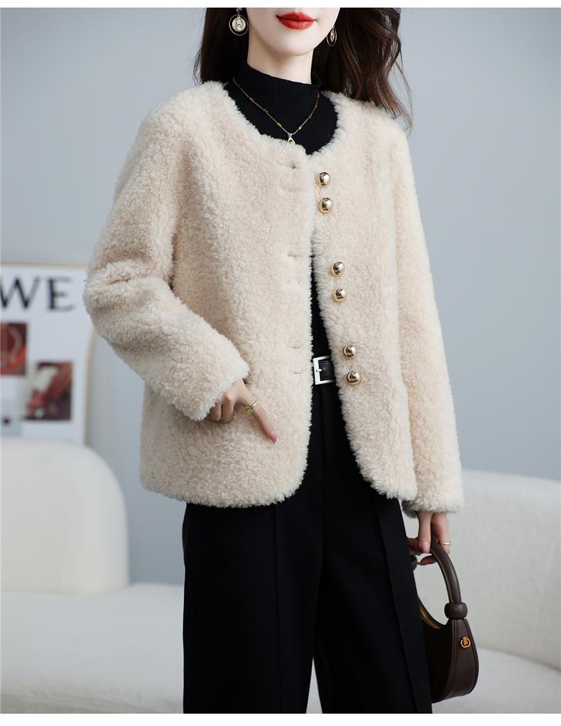 秋冬仿羊羔毛短款小个子小香风毛毛皮毛一体外套女洋气冬季加厚