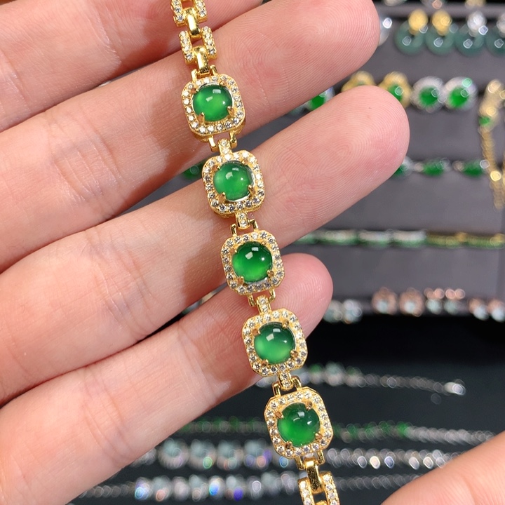 银S925镶嵌翡翠手链手链