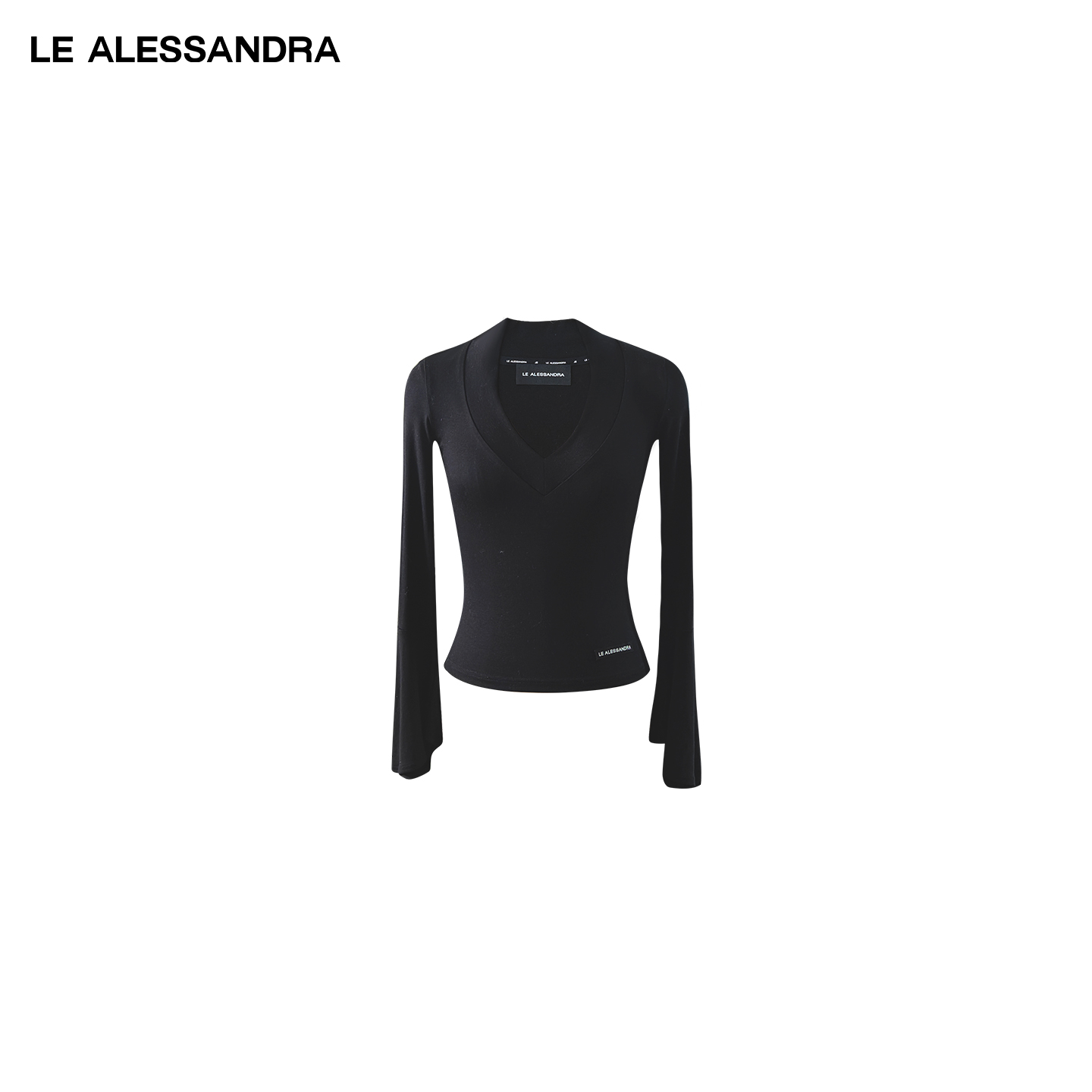 品牌直营 LE ALESSANDRA 秋冬V领蝴蝶袖修身打底上衣