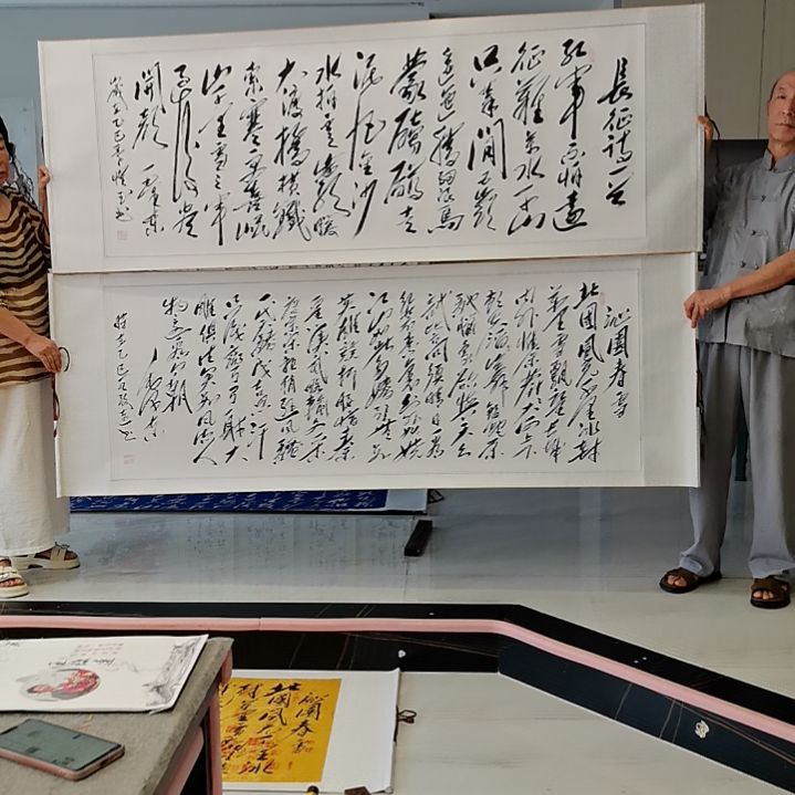书法沁园春雪＋长征作品两幅一起