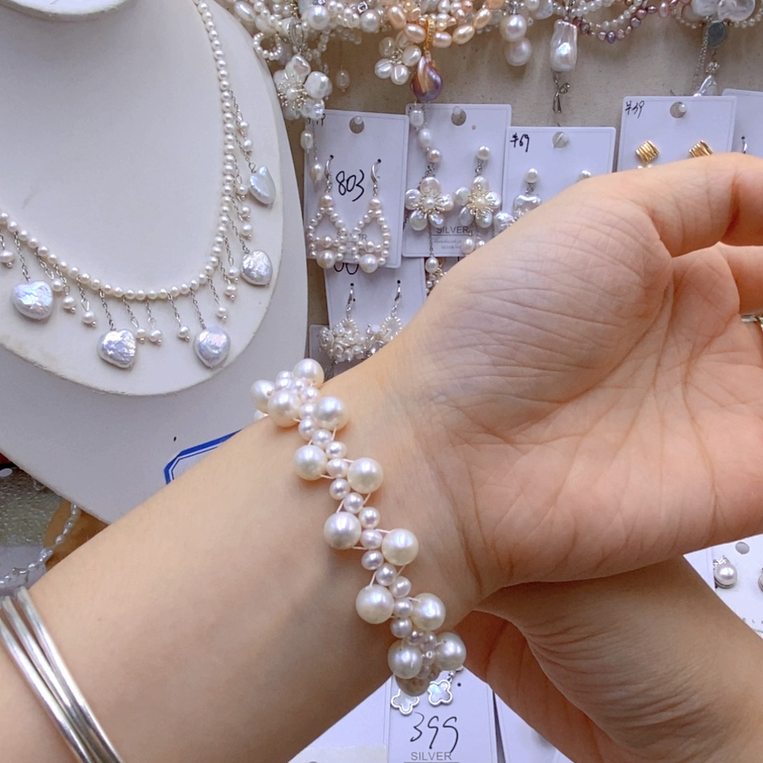 淡水珍珠银S925镶嵌颈饰